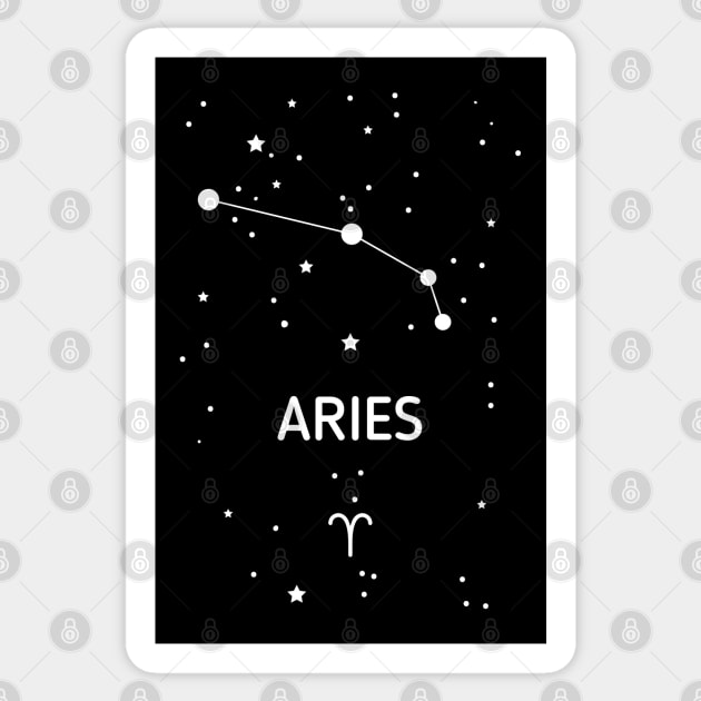 Aries Zodiac Sign Constellation (White Print) Sticker by The Cosmic Pharmacist